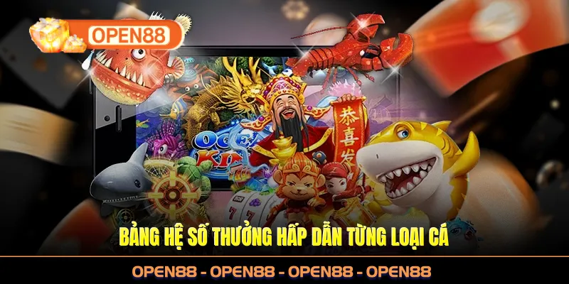 Bảng hệ số thưởng hấp dẫn từng loại cá